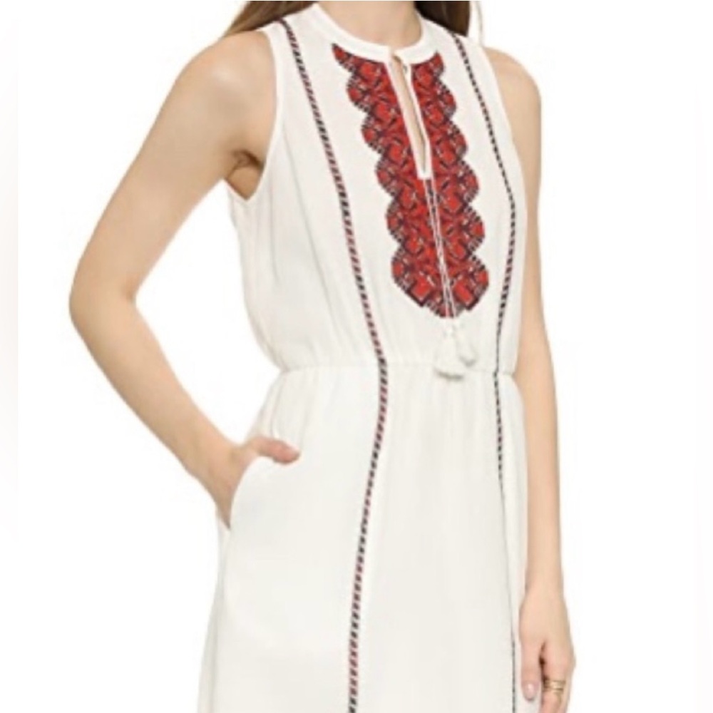 Madewell Ivory and Crimson Embroidered Dress - Picture 6 of 7